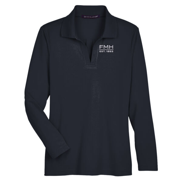 FMH - Women's CrownLux Performance® Plaited Long Sleeve Polo Thumbnail